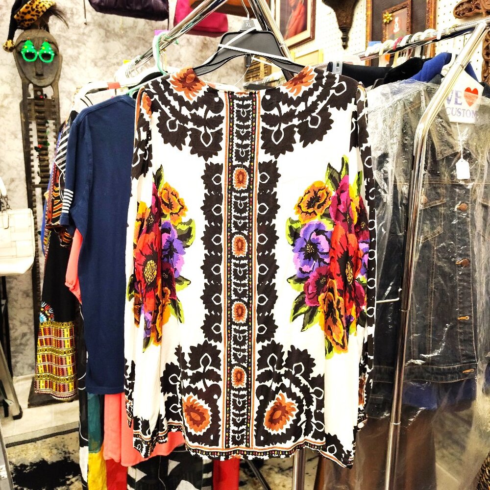 Rachel Zoe Floral Tribal Kimono Yukatas Open Cut Top
